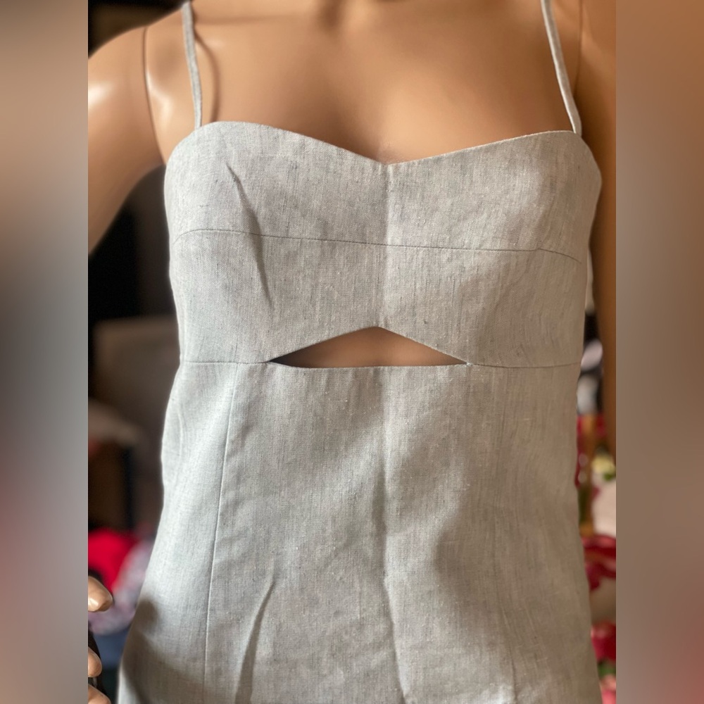 Mango Light Gray Cutout Mini Dress